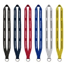 a group of 3/4 polyester lanyard with sewn silver metal split - ring