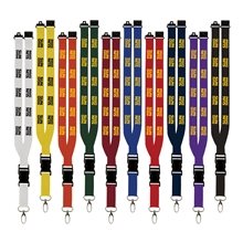 a group of buckle release 1 polyester lanyard with clasp