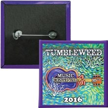 aerial view a group of 2 square safety pin button, image 1 of 3