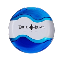 aerial view a transparent blue achiever pencil sharpener eraser, image 1 of 2