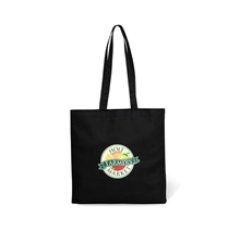 aerial view a black economy cotton tote, image 1 of 2