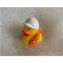 a group of construction rubber duck