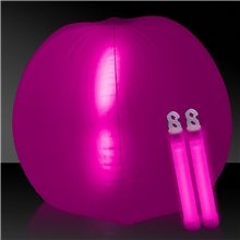 24 Inch Inflatable Beach Ball with two 6 Inch Glow Sticks - Pink