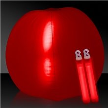 24 Inch Inflatable Beach Ball with two 6 Inch Glow Sticks - Red
