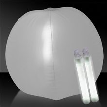 24 Inch Inflatable Beach Ball with two 6 Inch Glow Sticks - White
