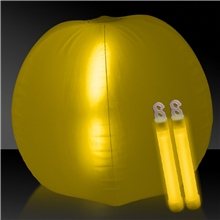 24 Inch Inflatable Beach Ball with two 6 Inch Glow Sticks - Yellow