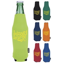 aerial view a group of zip - up long neck bottle koozie kooler, image 1 of 2