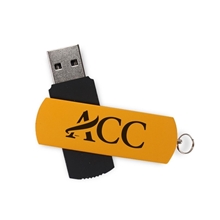 aerial view a pms 137c montgomery sleek swivel usb flash drives, image 1 of 2