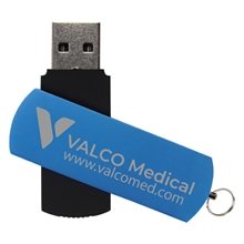 aerial view a pms 2925c montgomery sleek swivel usb flash drives, image 1 of 2