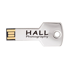 aerial view a pms 877c berwyn key shape usb flash drive, image 1 of 7