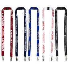 a group of 3/4 dual - attach polyester lanyard + free safety release