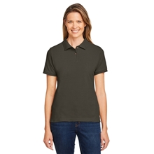 aerial view a black harriton - womens cotton polo, image 1 of 8