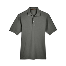 aerial view a charcoal harriton 5.6 oz easy blend polo - mens, image 1 of 6