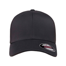 aerial view a black flexfit - ultrafiber mesh cap, image 1 of 3