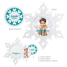 aerial view a clear w/frosted flare tips snap - in snowflake picture ornament flare tips, image 1 of 3