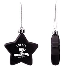 a black shatter resistant flat star ornament