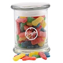 3 1/2 Round Glass 12 oz Jar With Sour Patch Kids Bites