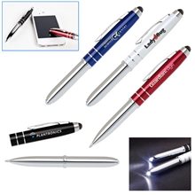3 in 1 Soft - Touch Stylus, LED Flashlight and Ballpoint Pen