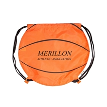 aerial view a orange polyester gametime basketball drawstring backpack 17 x 14.5, image 1 of 2
