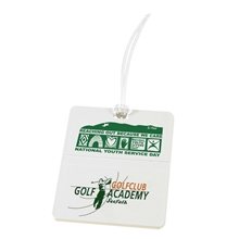 a white rectangle golf bag tag