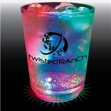 a clear 12 oz 3- light plastic rocks cup