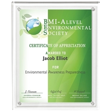aerial view a clear certificate holder - clear on clear - 8 1/2 x 11 insert, image 1 of 3