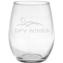 aerial view a clear moderne glass co - deep etched 21 oz stemless white wine glass, image 1 of 2