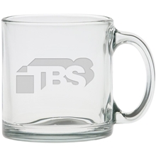 aerial view a clear moderne glass co - deep etched 13 oz clear glass coffee mug, image 1 of 2