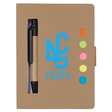 aerial view a natural eco stowaway sticky jotter with pen, image 1 of 4