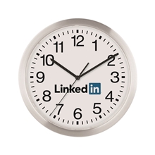 aerial view a silver 12 slim metal wall clock, image 1 of 2