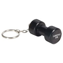 aerial view a black dumbbell key chain black - stress reliever, image 1 of 2