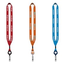 3/4 Dye - Sublimated Lanyard with Metal Crimp and Retractable Badge Reel
