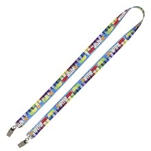 3/4 Width Dual Attachment Super Soft Polyester Multi - Color Sublimation Lanyard