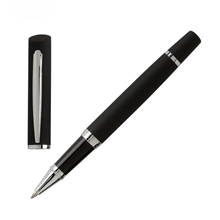 a black cerruti soft rollerball pen cap - off brass black soft touch wide body barrel texture