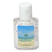 aerial view a clear 0.5oz moisture bead gel sanitizer, image 1 of 2