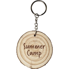 aerial view a natural natural wood with rings keyring, image 1 of 4