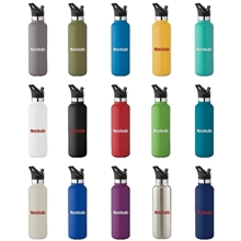 aerial view a group of 20 oz basecamp mesa tundra bottle with screw top and flip - top straw lid, image 1 of 2