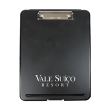 a black plastic storage clipboard