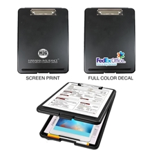 a black plastic storage clipboard