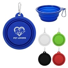 a group of collapsible pet bowl with logo