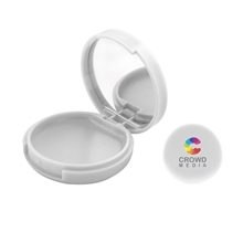 aerial view a white lip balm mirror compact, image 1 of 4
