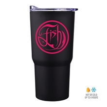 aerial view a black 20 oz economy tumbler - economy drinkware gift set box, image 1 of 2