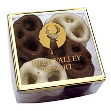 aerial view a gold foil/clear sweet dreams - gold foil snack box, image 1 of 20