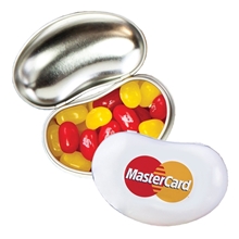 a group of custom promotional 1oz jelly belly tin 2 1/2 x 1 1/2 x 1