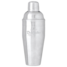 aerial view a silver 25 oz large cosmo stainless steel cocktail shaker, image 1 of 2
