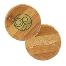 aerial view a bamboo bamboo round beverage coaster, image 1 of 2