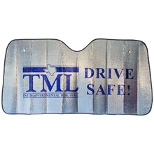 aerial view a silver accordion fold mylar sun shade, image 1 of 2