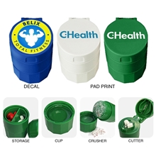 a group of 4- in -1 pill box w / crusher, cutter, cup and storage