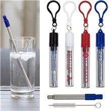 aerial view a group of eco - collapsible straw 8 reusable stainless steel straw, image 1 of 3
