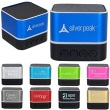 aerial view a group of two tone square bluetooth speaker, image 1 of 2